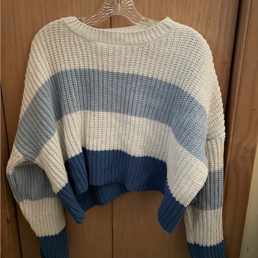 Striped Blue and White Women's Sweater